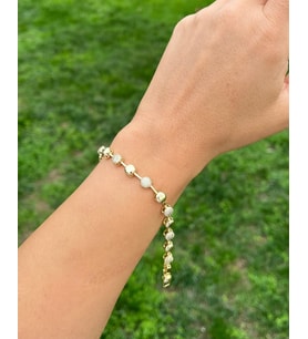 14K Örüntü Taşlı Daire Bileklik