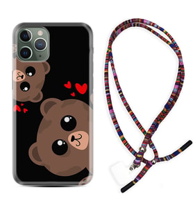 Apple iPhone 11 12 13 14 Pro Max Kılıf Boyun Asklı Rasta Silikon Love Animals 1780