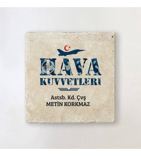 Kişiye Özel Hava Kuvvetlerine Hediye Taş Bardak Altlığı
