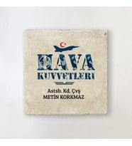 Kişiye Özel Hava Kuvvetlerine Hediye Taş Bardak Altlığı