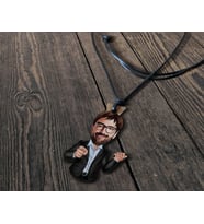 BK Gift Kişiye Özel Erkek Karikatürlü Deri İpli Ahşap Kolye, Sevgiliye Hediye, Doğum Günü Hediyesi, Sevgililer Günü Hediyesi-1