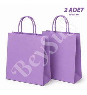 30x25 cm Hediyelik Kağıt Çanta Mor 2 Adet