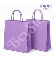 30x25 cm Hediyelik Kağıt Çanta Mor 2 Adet
