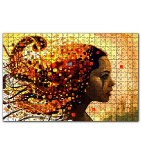 Cakapuzzle DijitalFigüratif Resim Üzgün Kadın Görseli Puzzle Yapboz MDF (Ahşap) (120 Parça)