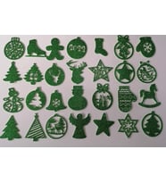 Yeşil Eva Yılbaşı Ağacı Süsü 7,5x7,5 cm 28li