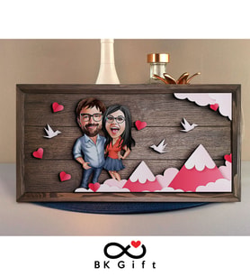 BK Gift Özel Yapım Kabartma Figür Temalı Karikatür Çiftler Meşe Ağacı Ahşap Tablo, Sevgililer Günü Hediyesi, Yıl Dönümü Hediyesi, Ev Hediyesi-11