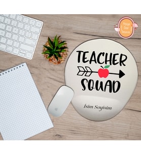 Kişiye Özel Kalp Temalı Öğretmen Takımı Yazılı Mouse Pad Bilek Destekli