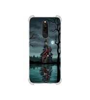 PrintiFy Xiaomi Redmi 8 ile Uyumlu Simya Serisi Gölge Ve Cam Tasarımlı Uv Baskılı Köşe Korumalı Antişok Kılıf