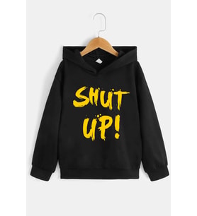 Çocuk Shut Up Baskılı Sweatshirt (Siyah)