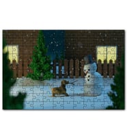 Cakapuzzle Kardan Adam ve Oyun İsteyen Köpek Puzzle Yapboz MDF (Ahşap) (120 Parça)