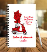 Sevgililer Gününe Özel  Ahşap Defter Kalem Hediye Seti 14