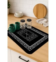 Siyah Etnik Microfiber Bulaşık Kurutma Kurulama Matı MM014