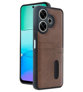 Redmi 13 4G Kılıf Sara Kartvizitli Deri Kılıf - Taba