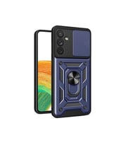 Samsung Galaxy A34 Uyumlu Kılıf Magnetik Standlı Kamera Korumalı Zore Sürgülü Vega Kapak (Mavi)