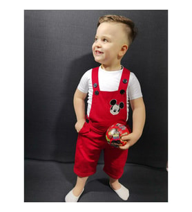 MODAVALS GABARDİN KARDEŞ KOMBİN MICKEY TULUM & TSHIRT KOMBİN  - KIRMIZI