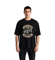 Erkek Oversize Tişört %100 Pamuk Vintage Otomotiv Baskılı Crew Neck Kısa Kol Rahat Kesim Günlük