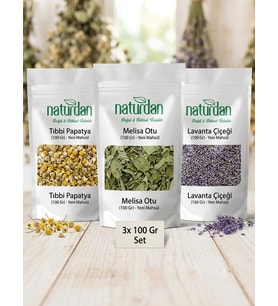 Saf(1.Kalite) Yeni Mahsül Tıbbi Papatya - Melisa Otu - Lavanta Çiçeği (3x 100 Gr) Set