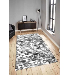 Dijital Baskılı Yıkanabilir Kaymaz Modern Renkli Salon Halısı Mutfak Halısı Yolluk ND-HY-951 (Gri)