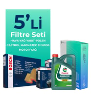 BOSCH Fiat Grande Punto 1.3 Dizel Filtre Bakım Seti Castrol Motor Yağlı EURO 4 (2005-2013) 5 Li