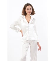 Pierre Cardin Kadın Biyeli Saten Pijama Takımı (Ekru)