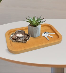 BK Gift Kişiye Özel Doğal Masif Ahşap Masaüstü Organizer 24cm, Ev Hediyesi, Dekoratif Ahşap Organizer