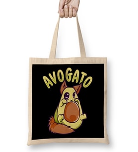 Cute Avogato Avocado Cat Funny Kitty Avo gato Pun Bez Çanta Uzun Saplı
