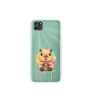 Huawei Y5P ile Uyumlu Splash Kapibara Tasarımlı Şeffaf Silikon Kılıf