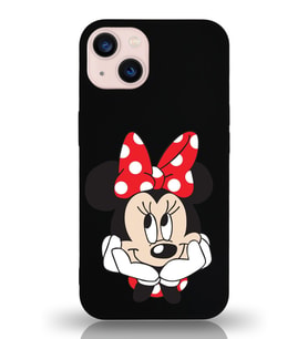 Apple iPhone 13 Uyumlu Lansman Kılıf Minnie Mouse Tasarımlı Altı Kapalı İçi Kadife Kaplı  Kapak (Şeffaf)