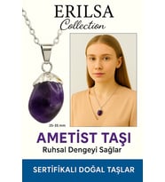 Sertifikalı Ametist Taşı Kolye – Sakinlik, Arınma ve Ruhsal Denge Sağlayan Doğal Taş (Çok Renkli)
