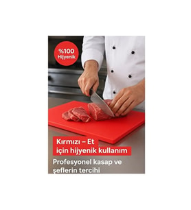 Kırmızı Polietilen Kesme Tahtası 30x40x2 cm, Et ve Sebze Kesim Levhası