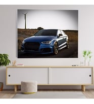 Yakın Çekim Mavi Renkli Audi Araba Dekoratif Kanvas Tablo