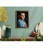 BK Home Atatürk Tasarımlı Doğal Masif Ahşap Çerçeveli Tablo-3