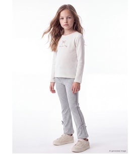 LCW Kids Gri Fiyonklu İspanyol Paça Kız Çocuk Tayt