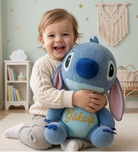Kişiye Özel İsim Yazılı Stitch Peluş Oyuncak 60 cm – Sevimli Mavi Peluş, Doğum Günü Hediyesi, Kız ve Erkek Çocuklara Özel Hediye
