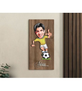 BK Gift Kişiye Özel Futbolcu Karikatürlü Kabartma Figürlü Ahşap Tablo-10, Arkadaşa Hediye, Sevgiliye Hediye, Duvar Dekoru