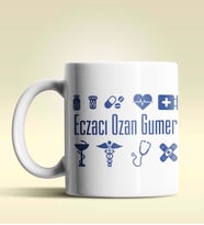 Kişiye Özel Eczacı 2 Tasarımlı Beyaz Kupa Bardak
