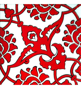 Armada Çini 20x20 Cm SP 83 Kırmızı Beyaz İznik Rumi Desenli Çini Karo