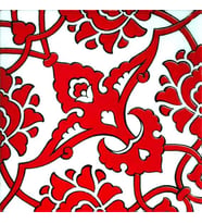 Armada Çini 20x20 Cm SP 83 Kırmızı Beyaz İznik Rumi Desenli Çini Karo