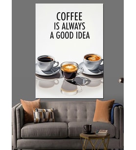 Kahve Fincanları Sözlü Poster Dekoratif Kanvas - Mdf Ahşap Tablo