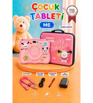 Maniner Eğitici Tablet 4GB 128GB Kılıf Hediyeli Çocuk Tableti M6 Pembe