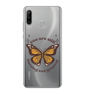 Huawei P30 Lite Uyumlu Kelebek Desenli Şeffaf Telefon Kılıfı