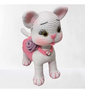 Süslü Pembiş Kedicik Amigurumi Organik Oyuncak