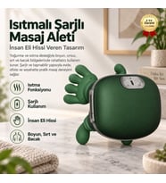 Isıtmalı Şarjlı Boyun ve Omuz Masaj Aleti İnsan Eli Hissi Veren Yoğurmalı Masaj Cihazı Yeşil
