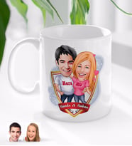 BK Gift Kişiye Özel İsimli Sevgililer Karikatürlü Beyaz Kupa Bardak-5