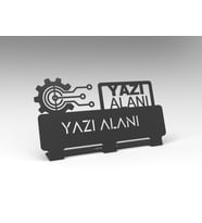 Mova Dizayn Kişiye Özel Hediyelik Elektrik Elektronik Mühendislik Tasarımlı Metal Masaüstü İsimlik (Mat Siyah)