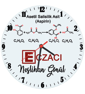 Biresimden Eczacıya Hediye Aspirin Temalı İsimli Cam Duvar Saati (29 cm)