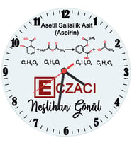 Biresimden Eczacıya Hediye Aspirin Temalı İsimli Cam Duvar Saati (29 cm)