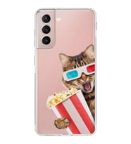PrintiFy Samsung Galaxy S21 FE ile Uyumlu Kedi 1 Kamera Korumalı Şeffaf Kılıf