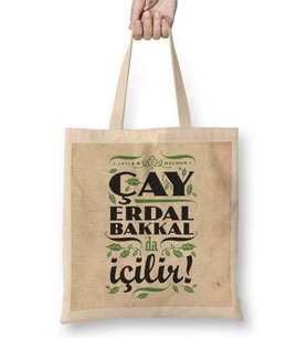 Çay Erdal Bakkalda İçilir Erdal Bakkal Bez Çanta Uzun Saplı