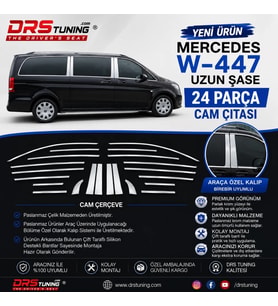 Mercedes Vito 2015 - 2024 Uzun Şase Krom Cam Çerçevesi 24 Parça